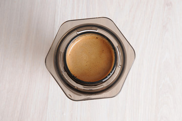 Professional coffee brewing cafe aeropress