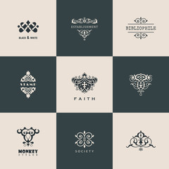 Logos set. Calligraphic patterns book