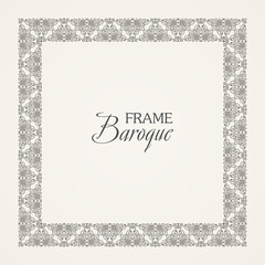 Vintage baroque floral frame. Vector black and white