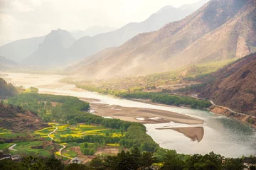 Papier Peint photo Rivière A famous bend of yangtze river in Yunnan Province, China, first