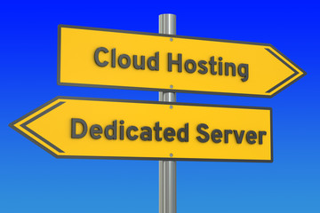 cloud hosting or dedicated server concept, 3D rendering