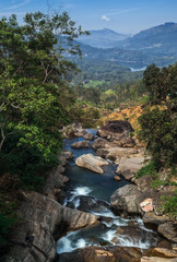 The river flows in the mountainous region of the island of Sri Lanka