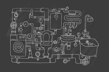 Sanitary engineering. Chalkboard.
