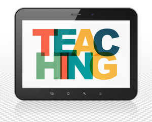 Learning concept: Tablet Pc Computer with Teaching on  display