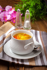 Bowl of chicken soup.