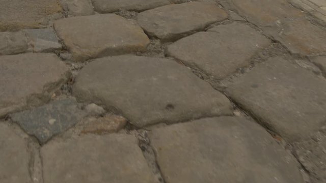 Old Paving Stone Road Paved With Yellow Square Stones Way to a Dormition Cathedral at Holy Dormition Kiev-Pechersk Lavra Ukraine Kiev Winter Daytime