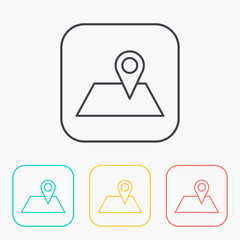 Map pointer color icon set