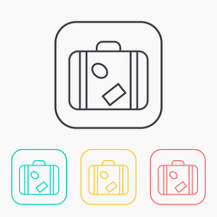 Luggage vector color icon set