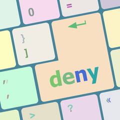 Privacy concept: computer keyboard with word deny vector illustration