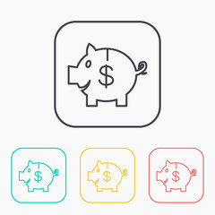 Vector piggy bank color icon set