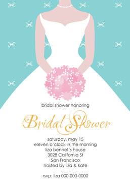 Bridal Shower Invitation Card Template. Wedding Illustration