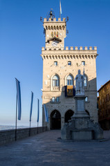 Fototapeta premium San Marino morning .Palazzo Pubblico (Public Place) is the town hall of the city, as well as its official Government Building.