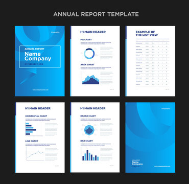 Modern annual report template with cover design and infographic