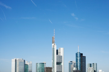 Fototapeta premium Frankfurt Panorama with blue sky