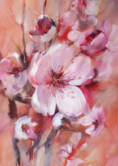 Almonds blossom handmade painting