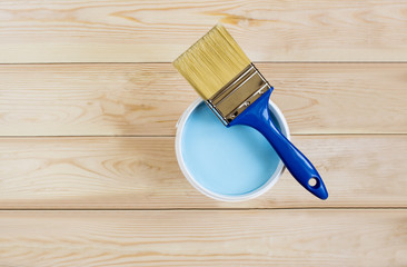 brush and paint on wooden boards