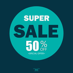 Super Sale paper banner. Sale background. Big sale. Sale tag. Sale poster. Sale vector. Super Sale and special offer. 50% off. Vector illustration.