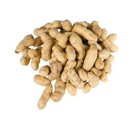 peanuts or groundnuts in shell, isolated on a white background.