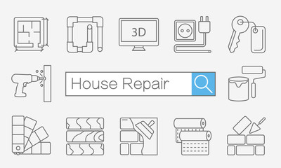 Concept of title site page or banner for home improvement