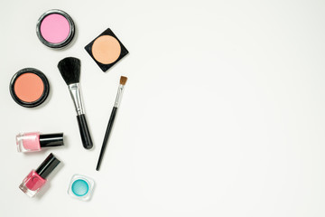 Beauty Cosmetics Framed on the Left for Copy Space