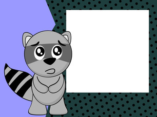 funny raccoon emotion frame background in vector format