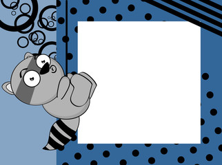 funny raccoon emotion picture frame background in vector format