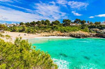Fototapeta na wymiar Beautiful cove Cala Anguila Majorca Spain Balearic Islands