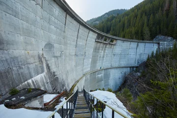 Papier Peint photo Barrage Dam in the mountains