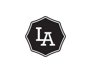 LA retro initial monogram letter logo. vintage label typography.