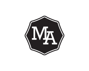 MA retro initial monogram letter logo. vintage label typography.