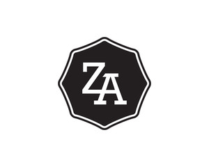 ZA retro initial monogram letter logo. vintage label typography.