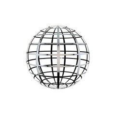 Sphere from metal grid isolated on white background.