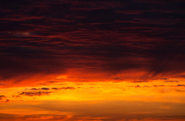 Scenic orange sunset sky background