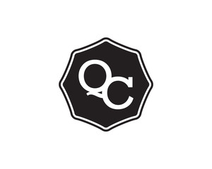 QC retro initial monogram letter logo. vintage label typography.