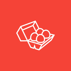 Eggs in carton package line icon.
