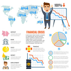 Crisis symbols business sign finance flat vector illustration symbols