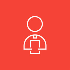 Man holding digital tablet line icon