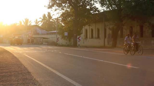 Traffic  at sunset in Jaffna, Sri Lanka
