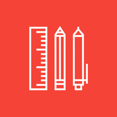 School supplies line icon.