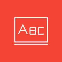 Letters abc on blackboard line icon.