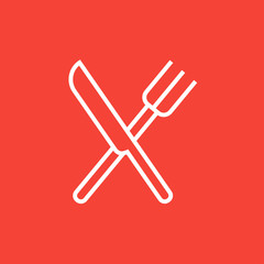 Knife and fork line icon.