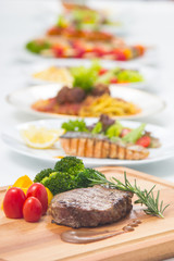 .Steak beef with vegetable for serve
