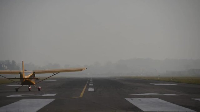 Takeoff of small airplane