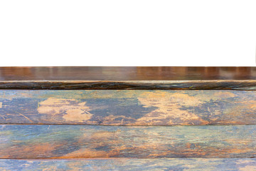 Empty top of wooden table or counter,isolate