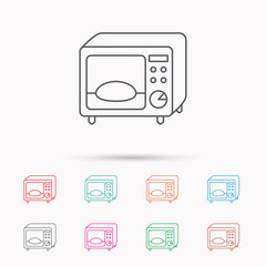 Microwave oven icon. Kitchen appliance sign.