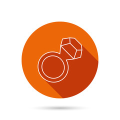 Ring with diamond icon. Jewellery sign.