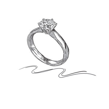 wedding ring, sketch, vector illustration