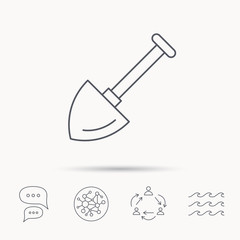 Shovel icon. Garden equipment sign.