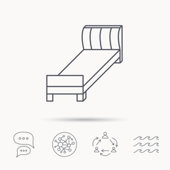Single bed icon. Bedroom furniture sign.