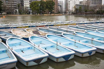 Fototapeta na wymiar floating boat on water in public park